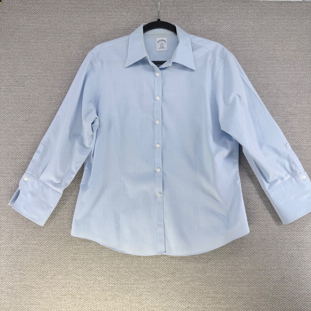 Brooks Brothers Shirt 14 Blue Cotton Non-Iron Fitted French Cuff Business Top